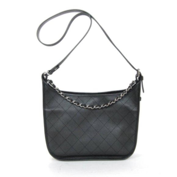 NWT New Chanel 2018 Black Metallic Quilted Leather Hobo Messenger Bag Authentic - Picture 3 of 11